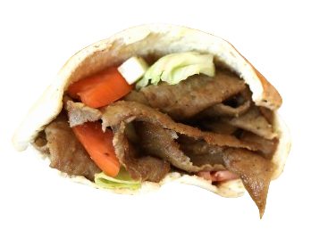 Classic gyro sandwich wrapped in pita